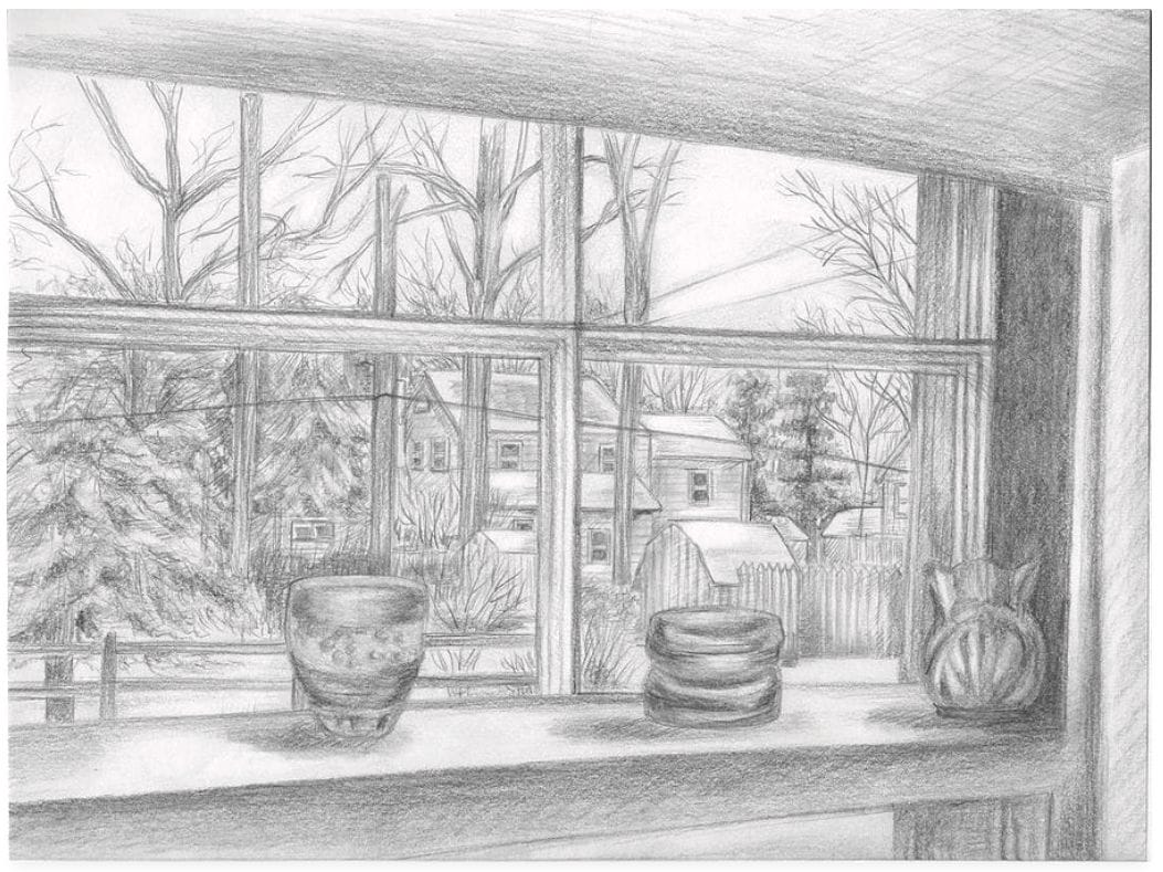 window pencil drawing