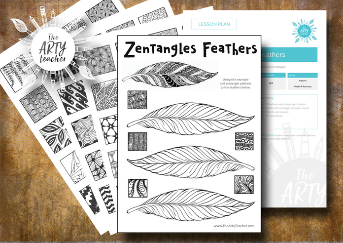 Zentangle Feathers art project