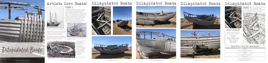 drawing dilapidated boats