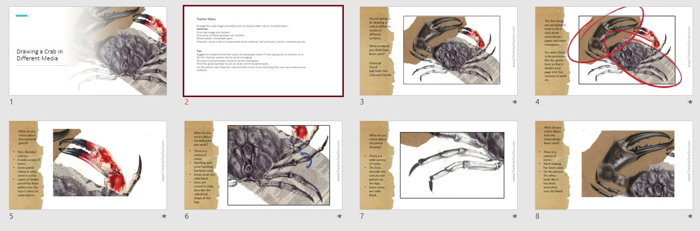 Drawing a Crab in Different Media