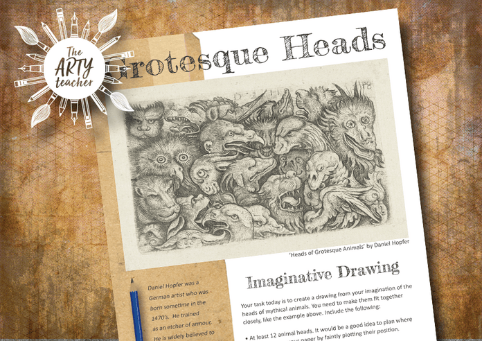 Grotesque Heads Imaginative Drawing