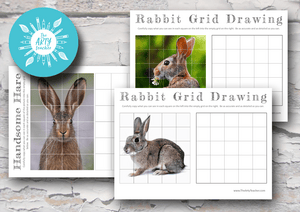 Easter – Rabbits and Hare Grid Drawings